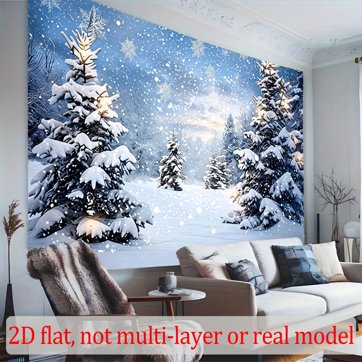 Polyester Fabric Backdrop with Winter Snow Theme for Celebrations